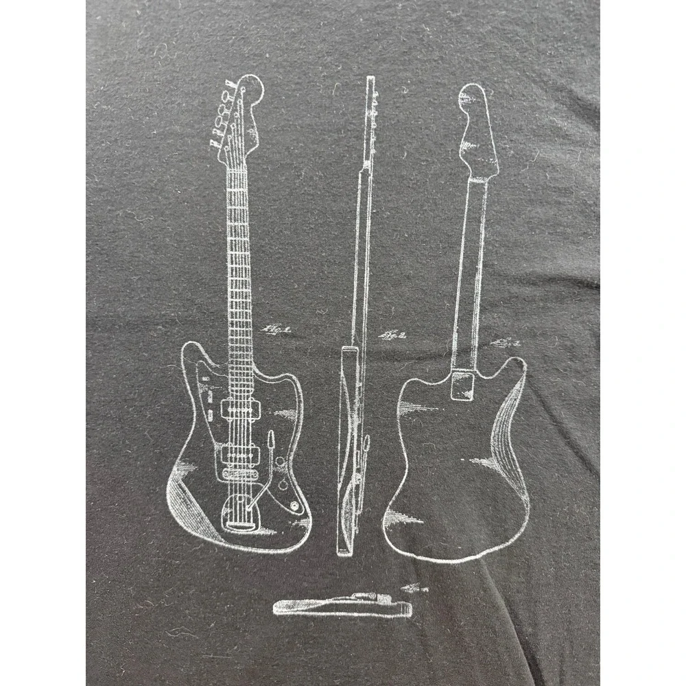 Banana Republic Graphic T-Shirt Mens Black Guitar Patent Print Small
